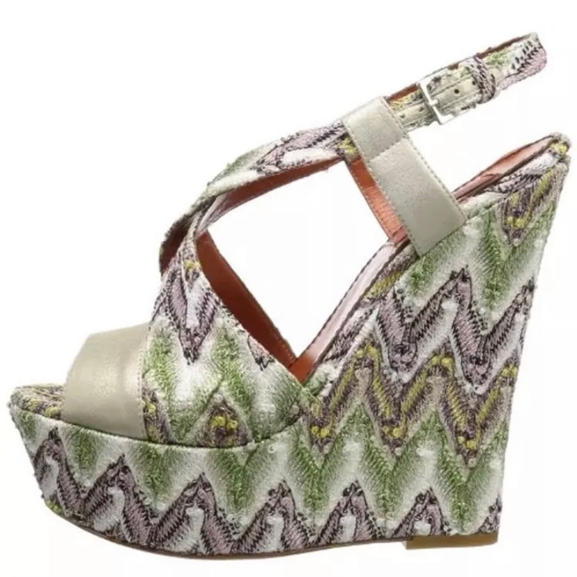 Missoni Wedge Sandals Nwb 4110 Usa Authentic Msrp 450 Missoni Wedge Sandals Nwb 4110 Usa Authentic Msrp 450
